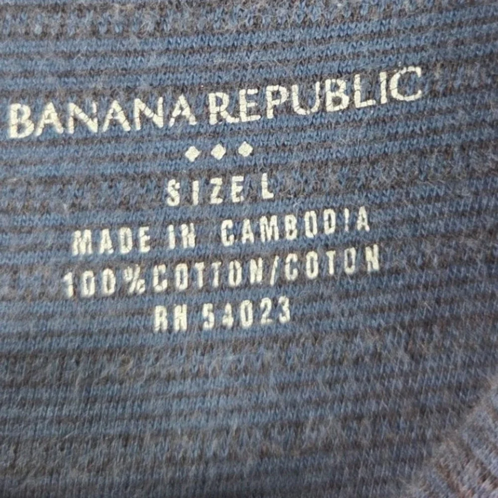 Banana Republic Polo Shirt Men Large Blue Short Sleeve Cotton Pocket Slub Knit